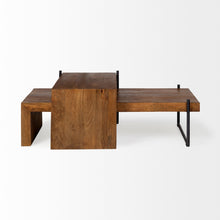 Solid Wood Black Metal Nesting Coffee Tables