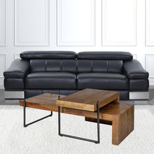 Solid Wood Black Metal Nesting Coffee Tables
