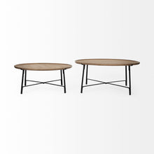 S 2  Solid Wood Top Black Metal Base Nesting Coffee Tables