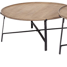 S 2  Solid Wood Top Black Metal Base Nesting Coffee Tables