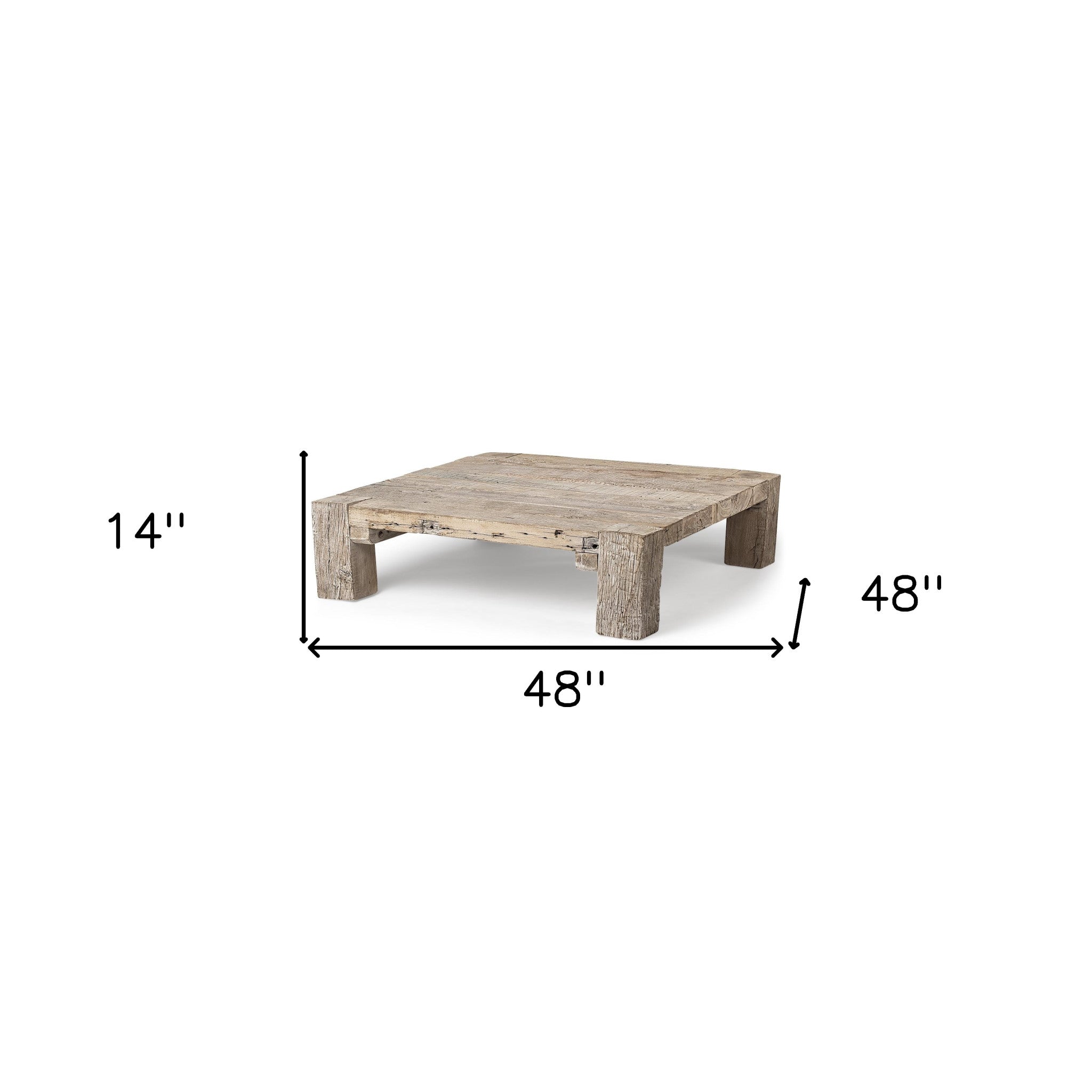Square Reclaimed Solid Wood Coffee Table
