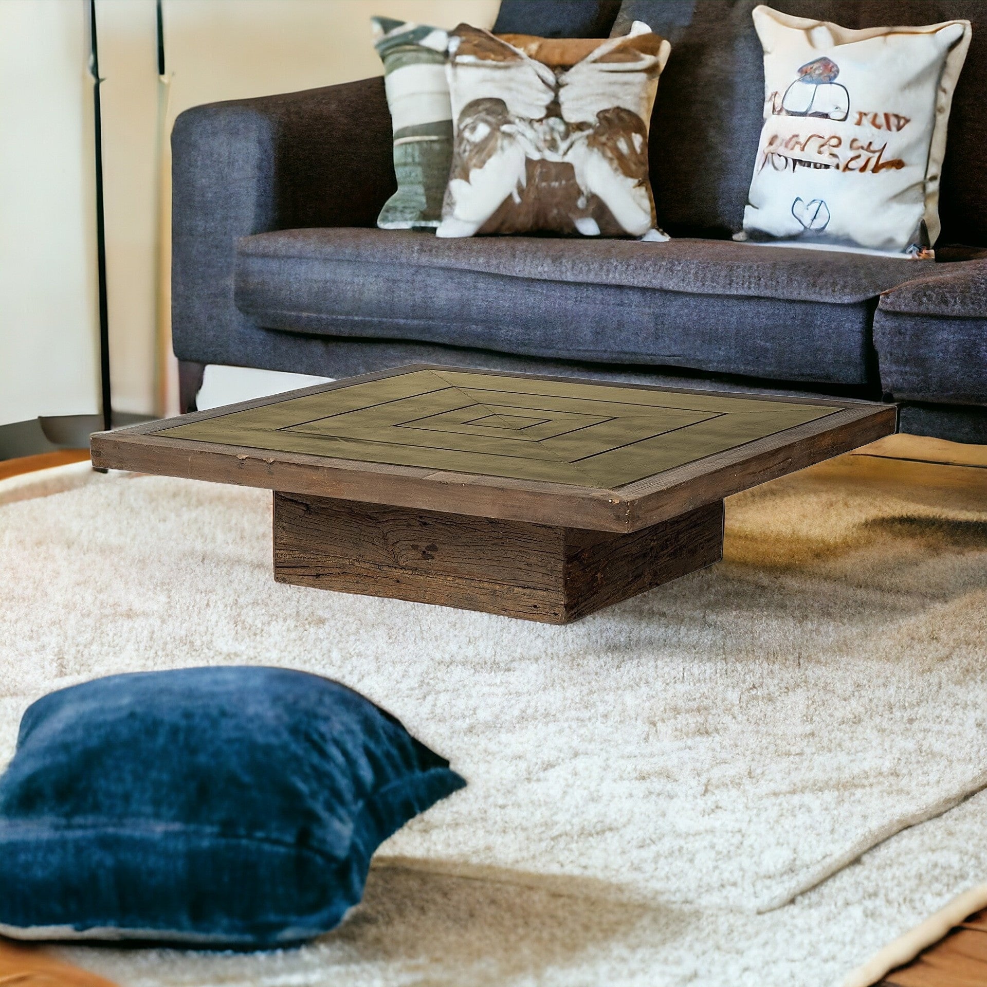 Square Solid Wood Table And Base Coffee Table