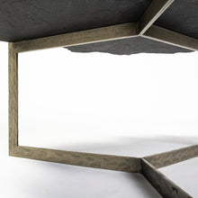 Irregular Live-Edge Slat Flat Iron Base Coffee Table Top