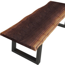 Modern Live Edge Wood And Acacia Wood Dining Bench With Black Metal U Shaped Legs