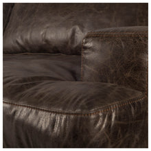 Dark Brown Moroccan Leather Wide Accent Chair With Wood And Black Iron Base