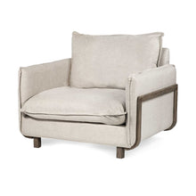 Cream Upholstered Fabric Seating Wide Accent Chair With Wooden Frame And Legs
