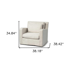 Cream Slipcover Upholstered Fabric Seating  Wide Accent Chair With Wooden Frame And Legs