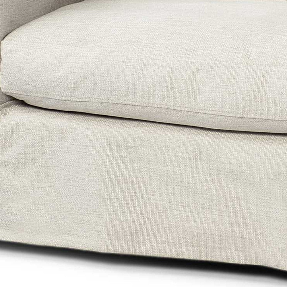 Cream Slipcover Upholstered Fabric Seating  Wide Accent Chair With Wooden Frame And Legs