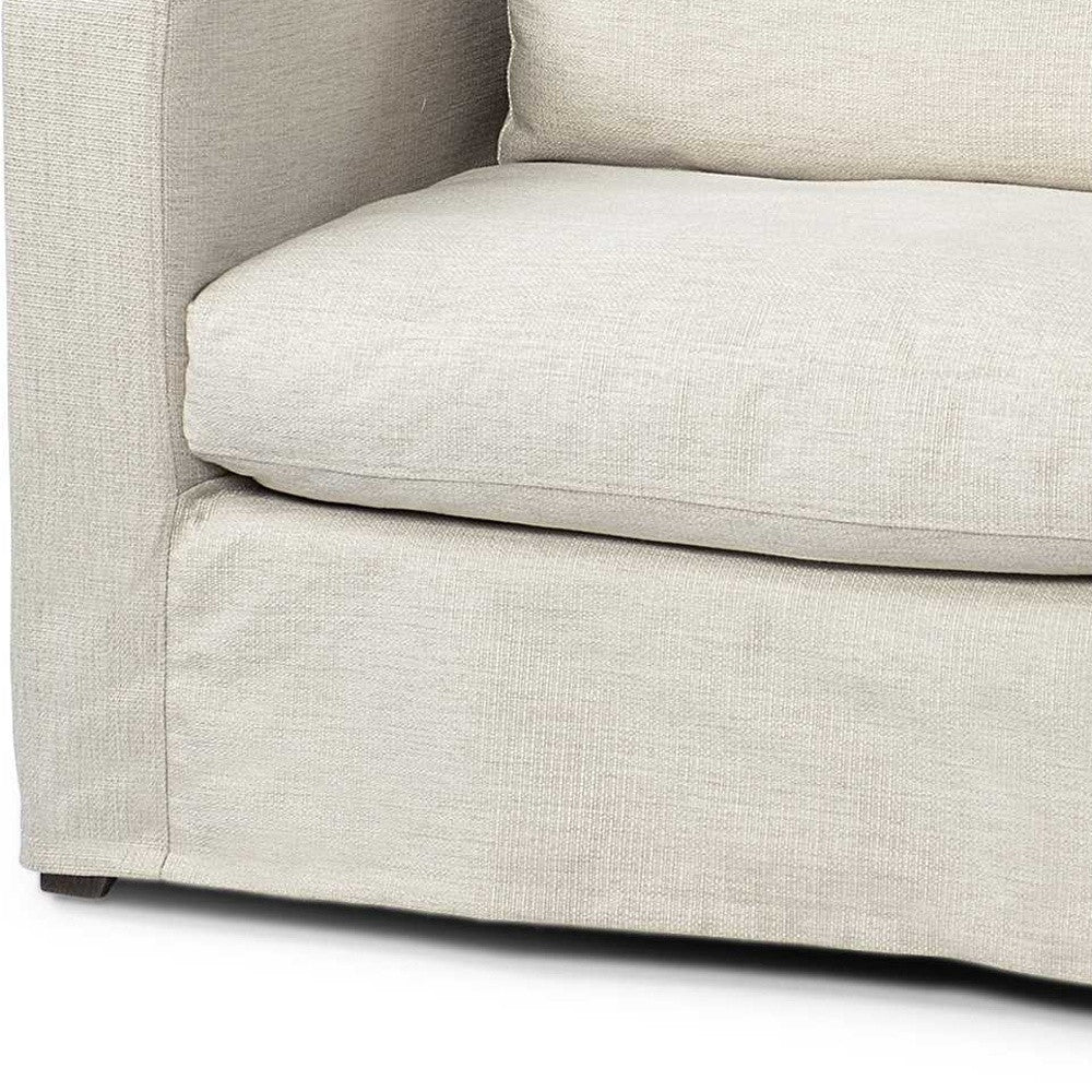 Cream Slipcover Upholstered Fabric Seating  Wide Accent Chair With Wooden Frame And Legs