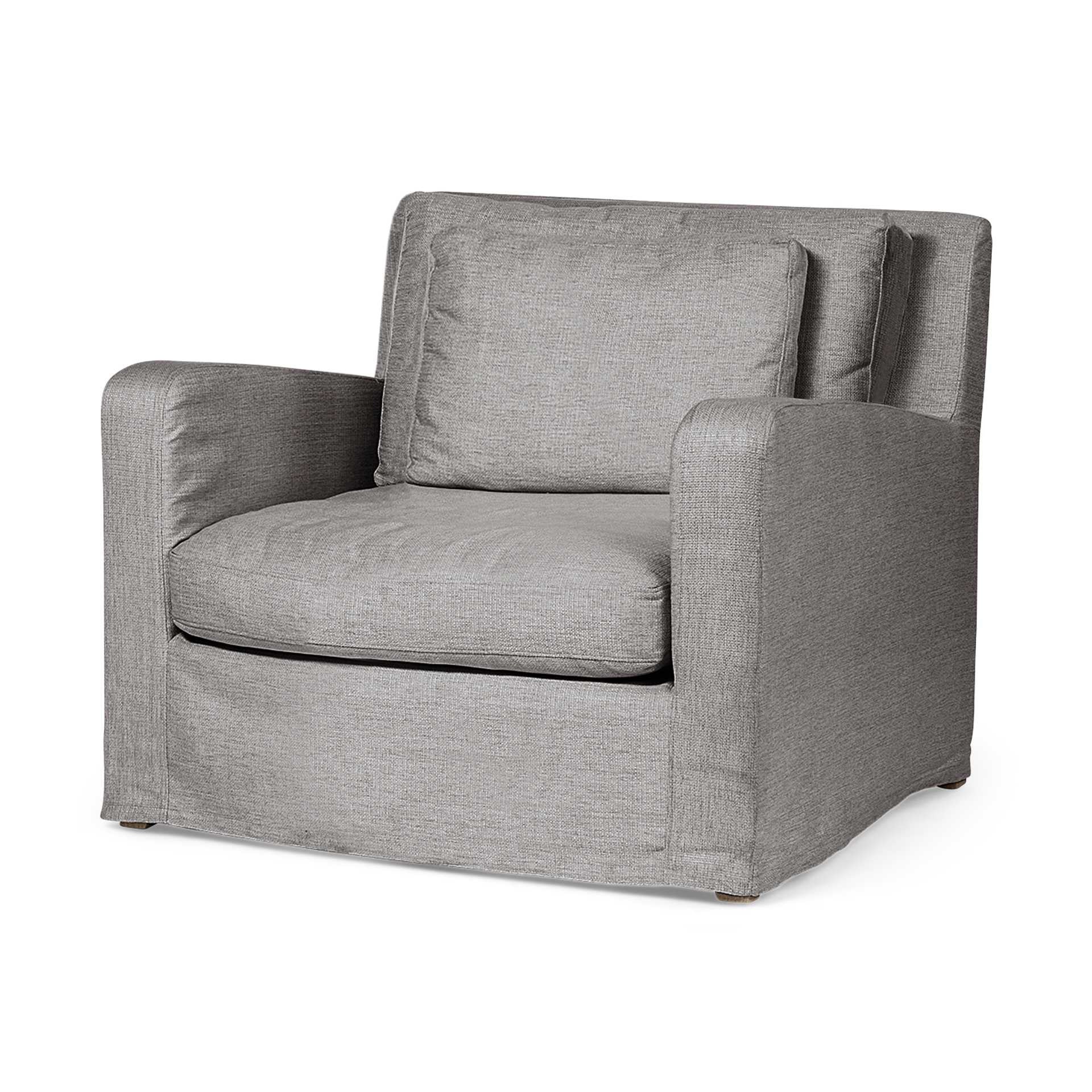 Flint Gray Slipcover Upholstered Fabric Seating  Wide Accent Chair With Wooden Frame And Legs