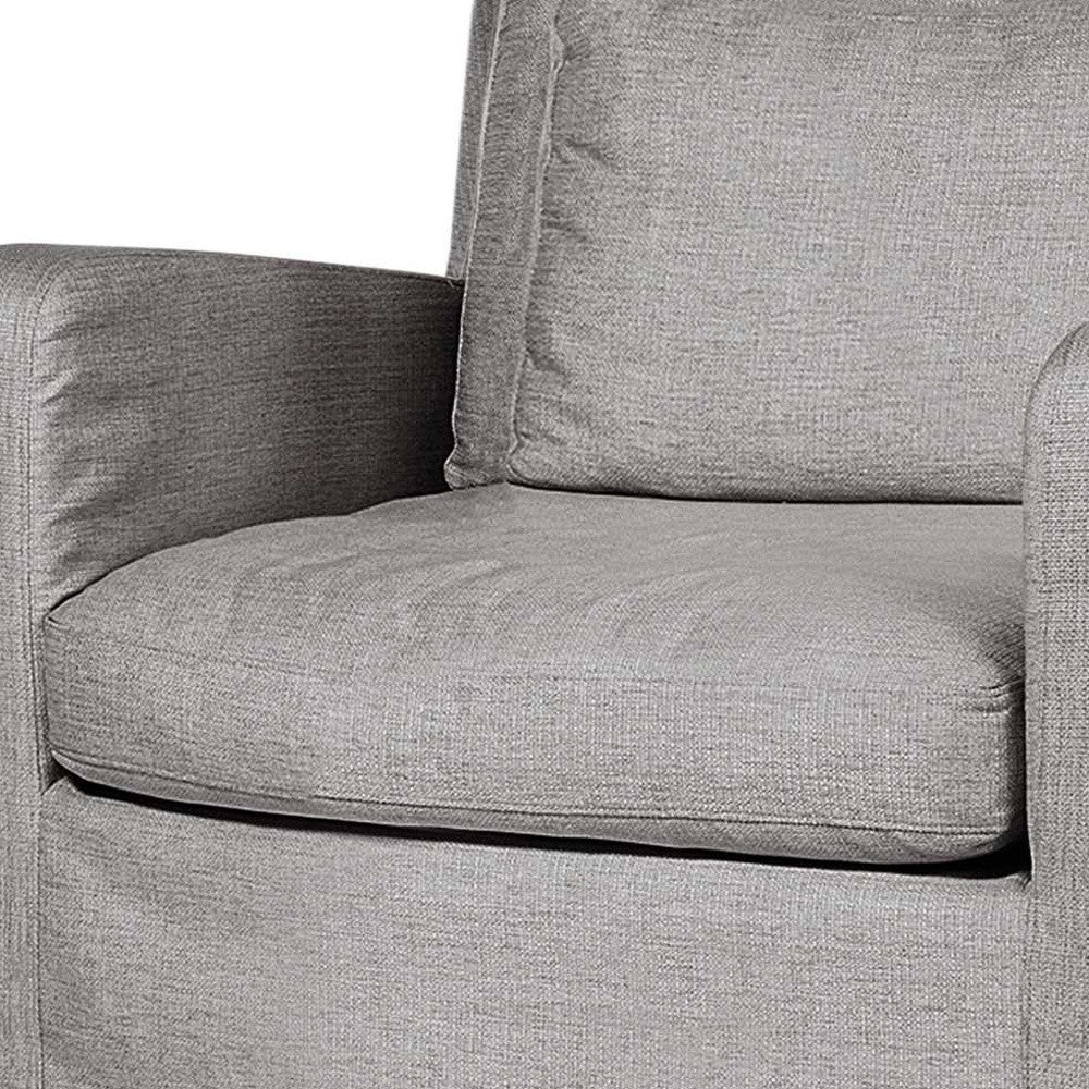 Flint Gray Slipcover Upholstered Fabric Seating Wide Accent Chair With Wooden Frame And Legs
