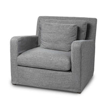 Castlerock gris funda tapizada asiento de tela silla decorativa ancha con estructura y patas de madera