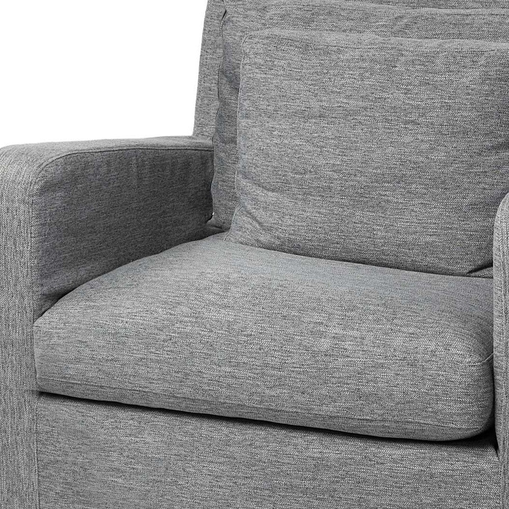 Castlerock gris funda tapizada asiento de tela silla decorativa ancha con estructura y patas de madera