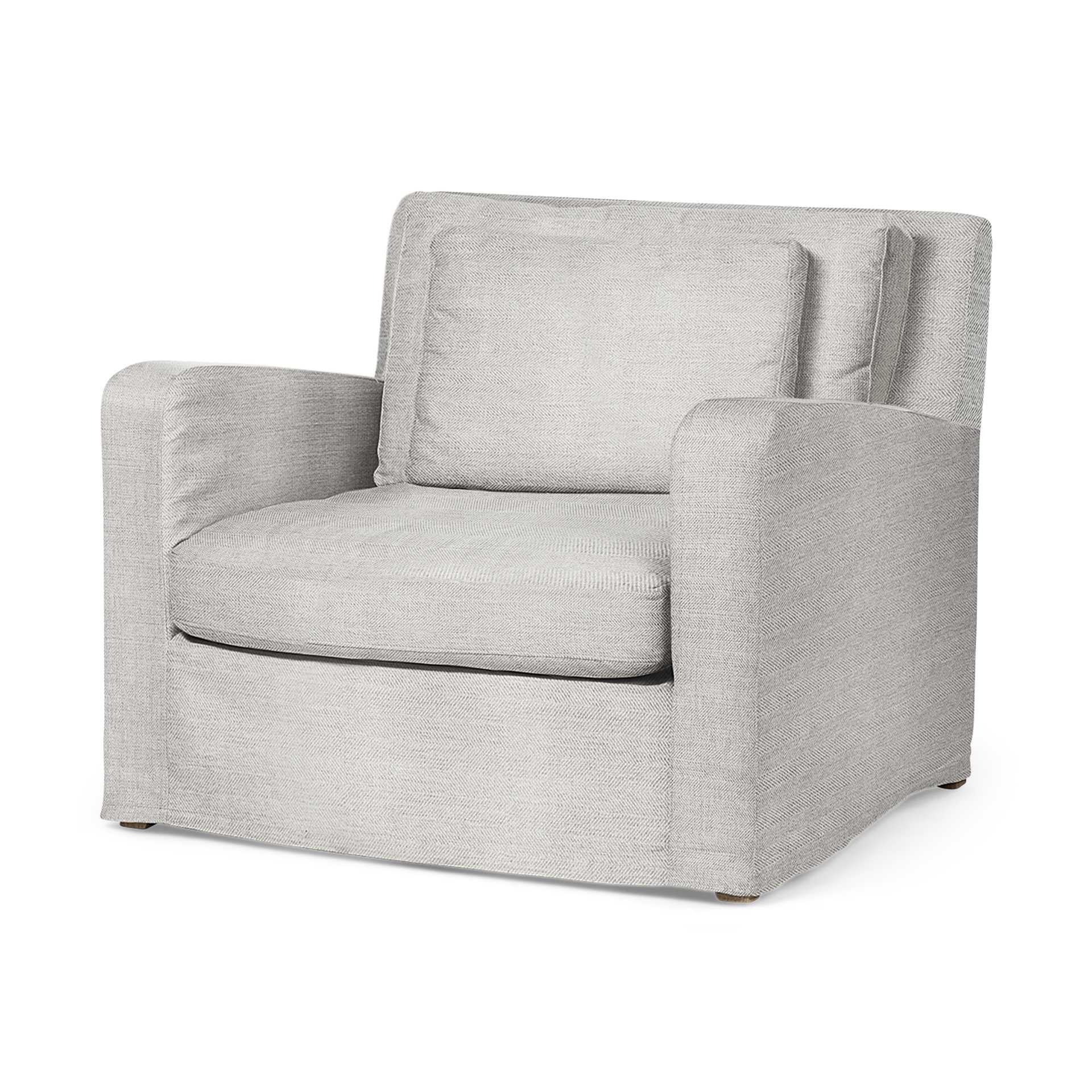 Frost Gray Slipcover Upholstered Fabric Seating  Wide Accent Chair With Wooden Frame And Legs