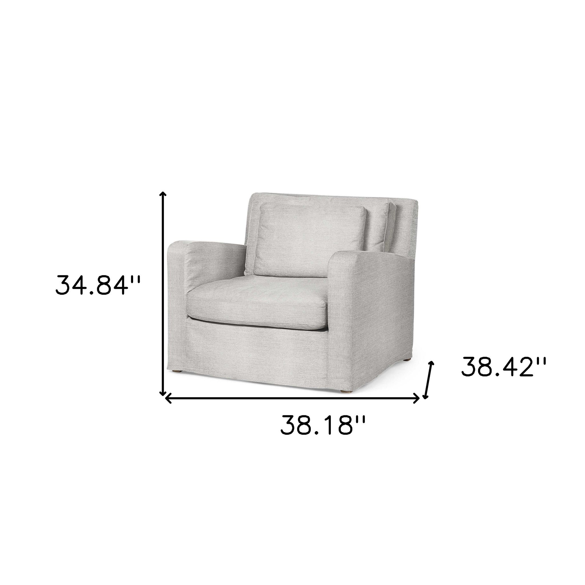 Frost Gray Slipcover Upholstered Fabric Seating  Wide Accent Chair With Wooden Frame And Legs