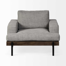 Gray Fabric Wrap Seating  Wide Accent Chair With Wood And Iron Frame