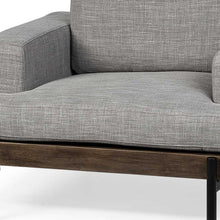 Gray Fabric Wrap Seating  Wide Accent Chair With Wood And Iron Frame