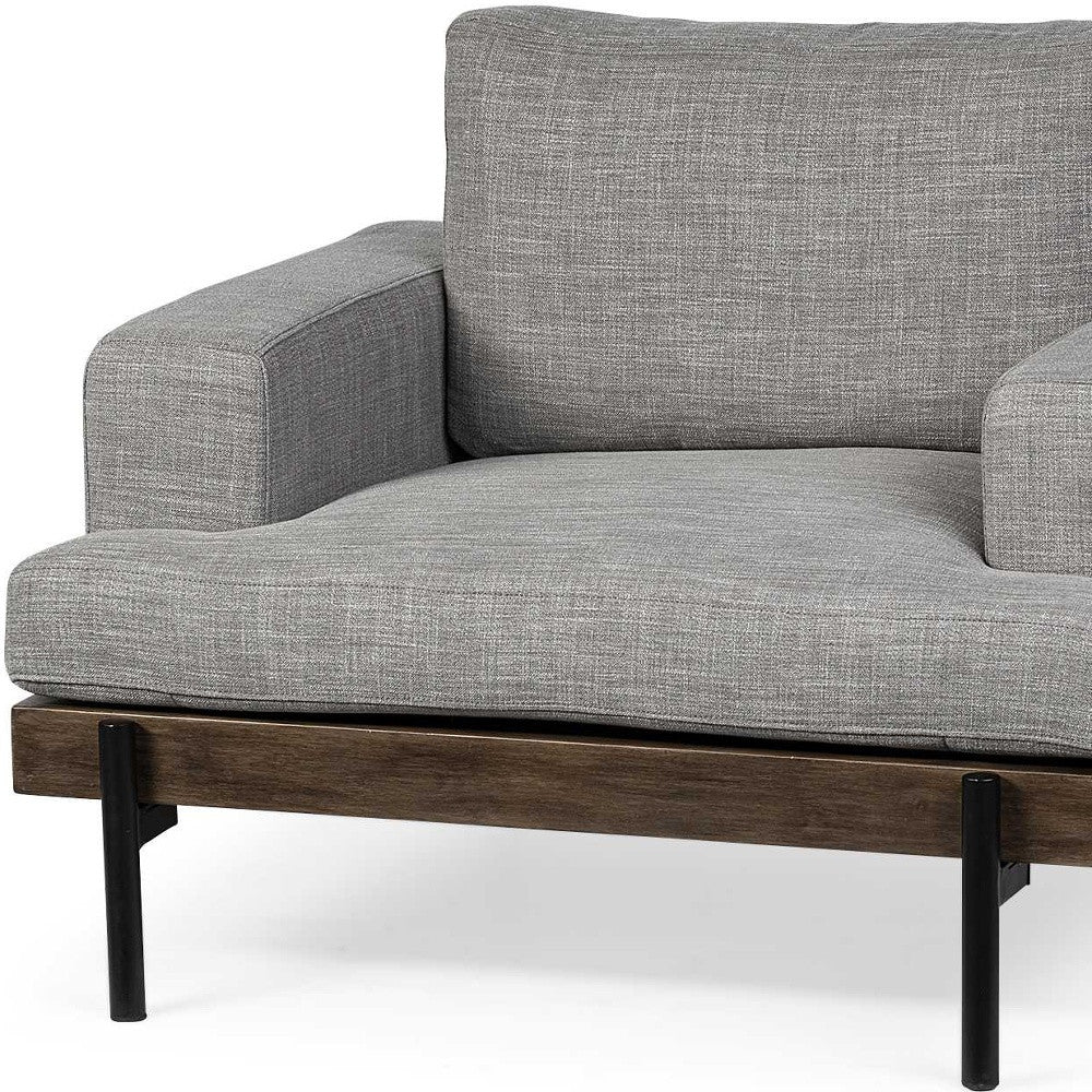 Gray Fabric Wrap Seating  Wide Accent Chair With Wood And Iron Frame