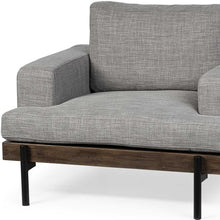 Gray Fabric Wrap Seating  Wide Accent Chair With Wood And Iron Frame