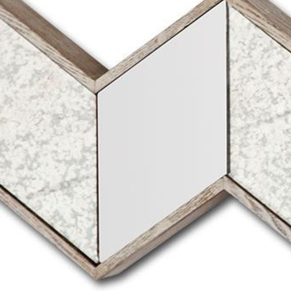 Espejo de pared Chevron con marco de madera natural