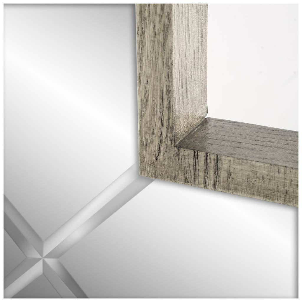 Espejo de pared con marco de madera gris