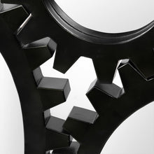 Black Cog Round Metal Frame Wall Mirror 26