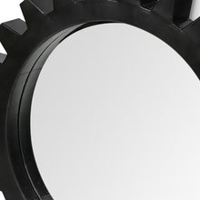 Black Cog Round Metal Frame Wall Mirror 26