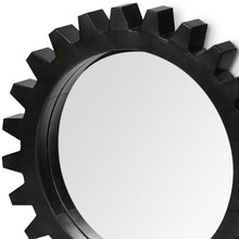 Black Cog Round Metal Frame Wall Mirror 26