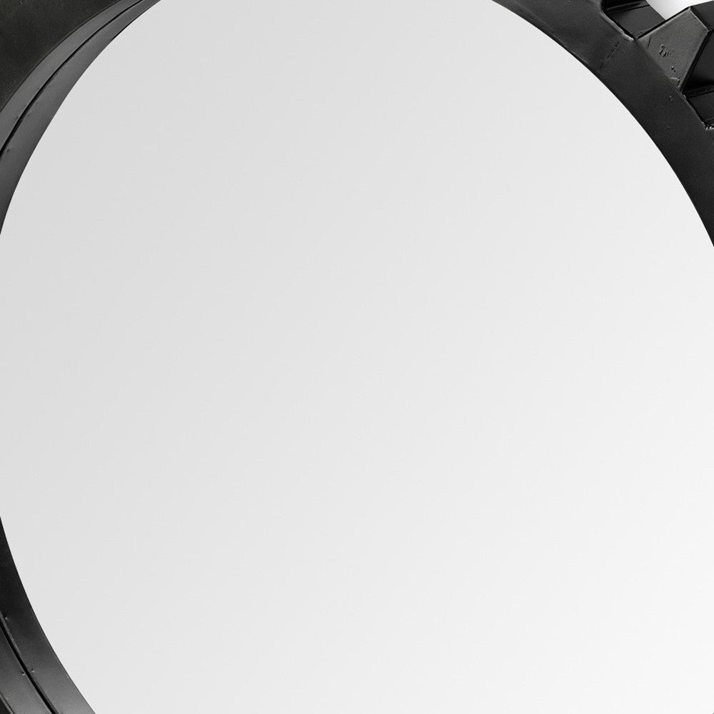 37" Round Black Metal Frame Wall Mirror
