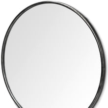 Espejo de pared redondo con marco de metal negro de 47