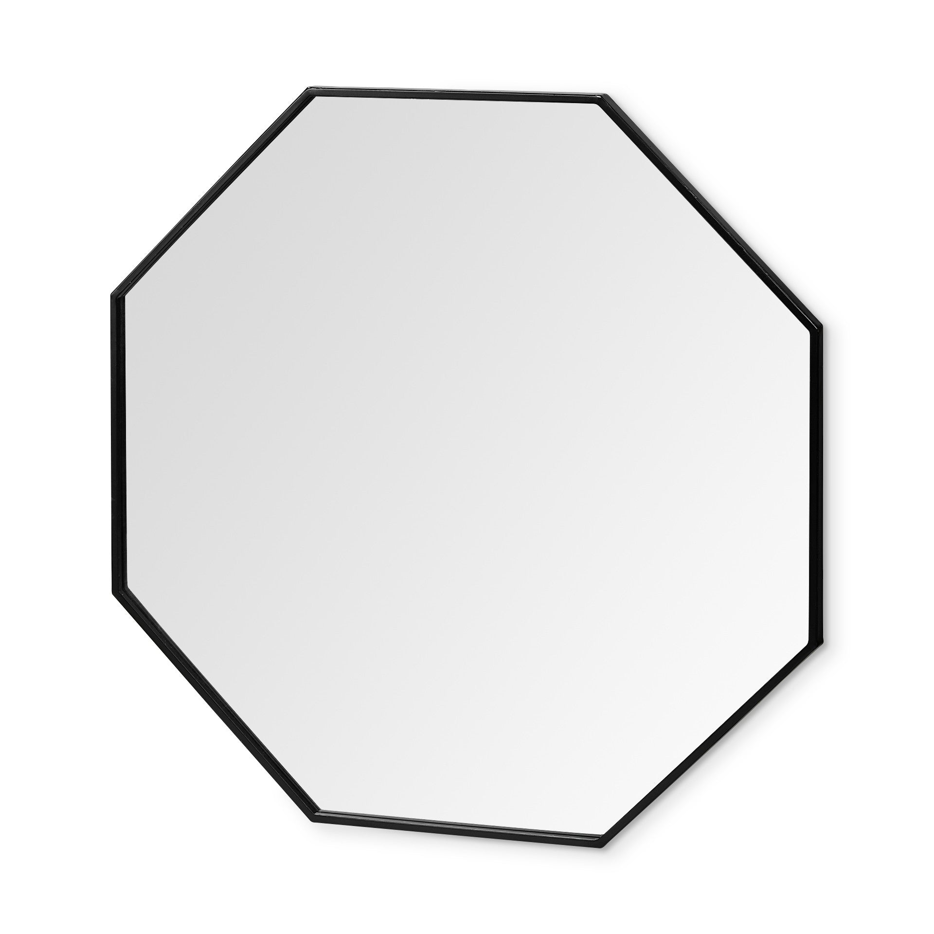 Espejo de pared Octogon con marco de metal negro de 37"