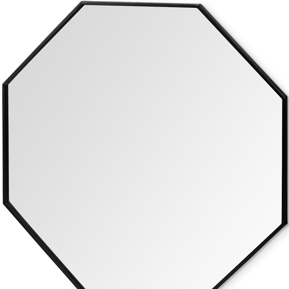 Espejo de pared Octogon con marco de metal negro de 37"