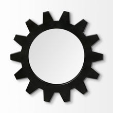 Espejo de pared con marco de metal negro redondo Cog de 17