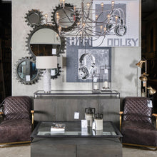 Espejo de pared con marco de metal negro redondo Cog de 17