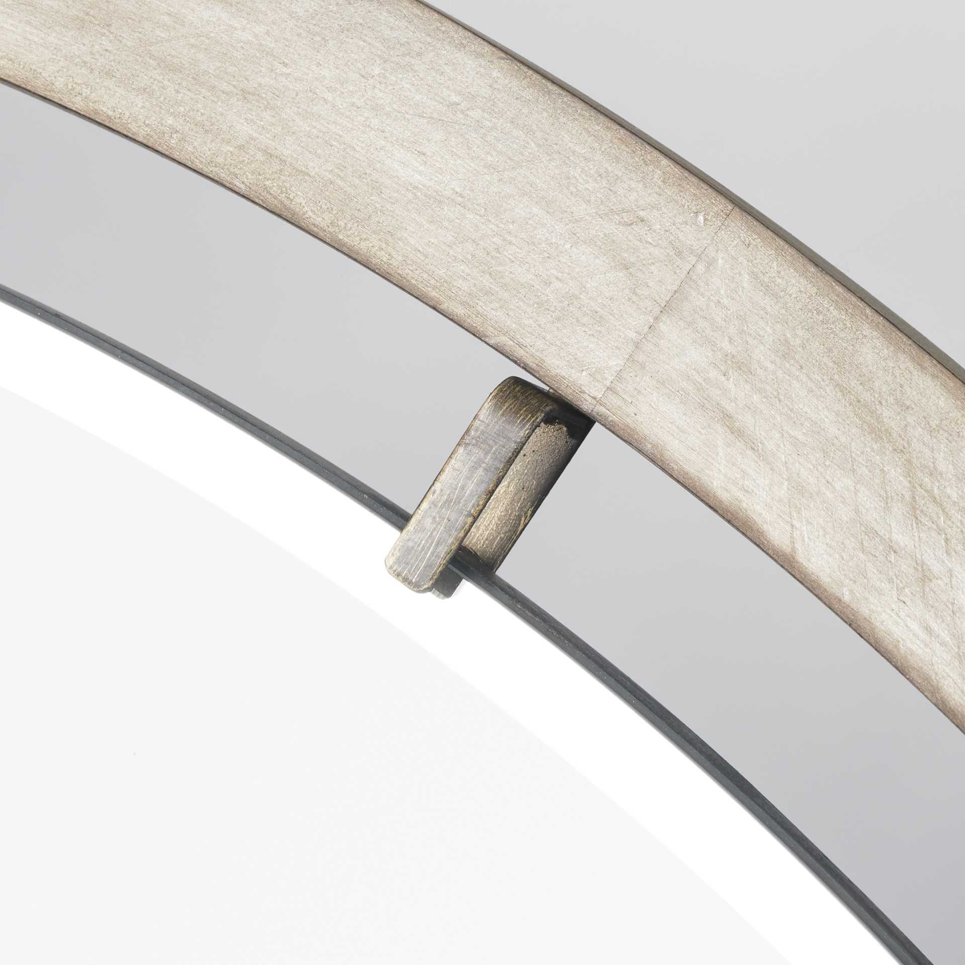 Espejo de pared redondo con marco de madera marrón de 54"