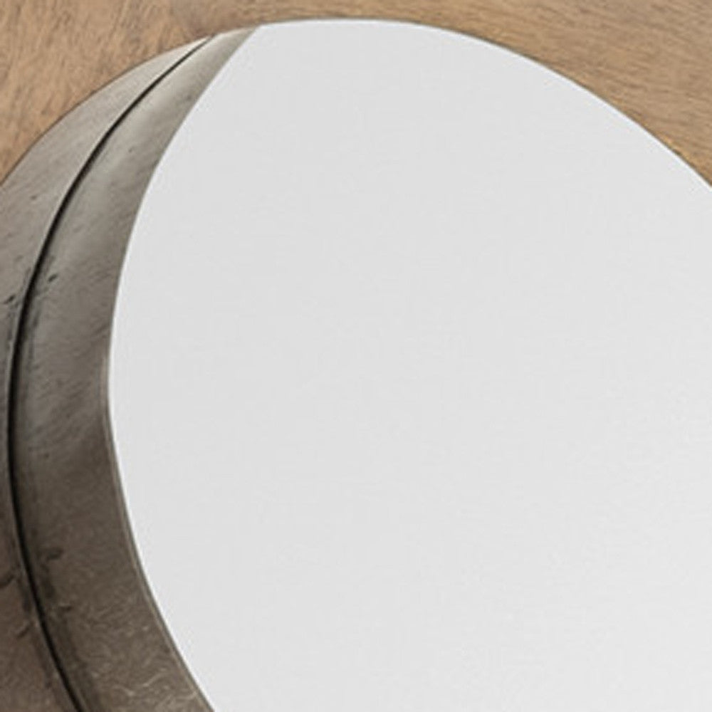 Espejo de pared con marco redondo con acabado de nogal de 17" Cog