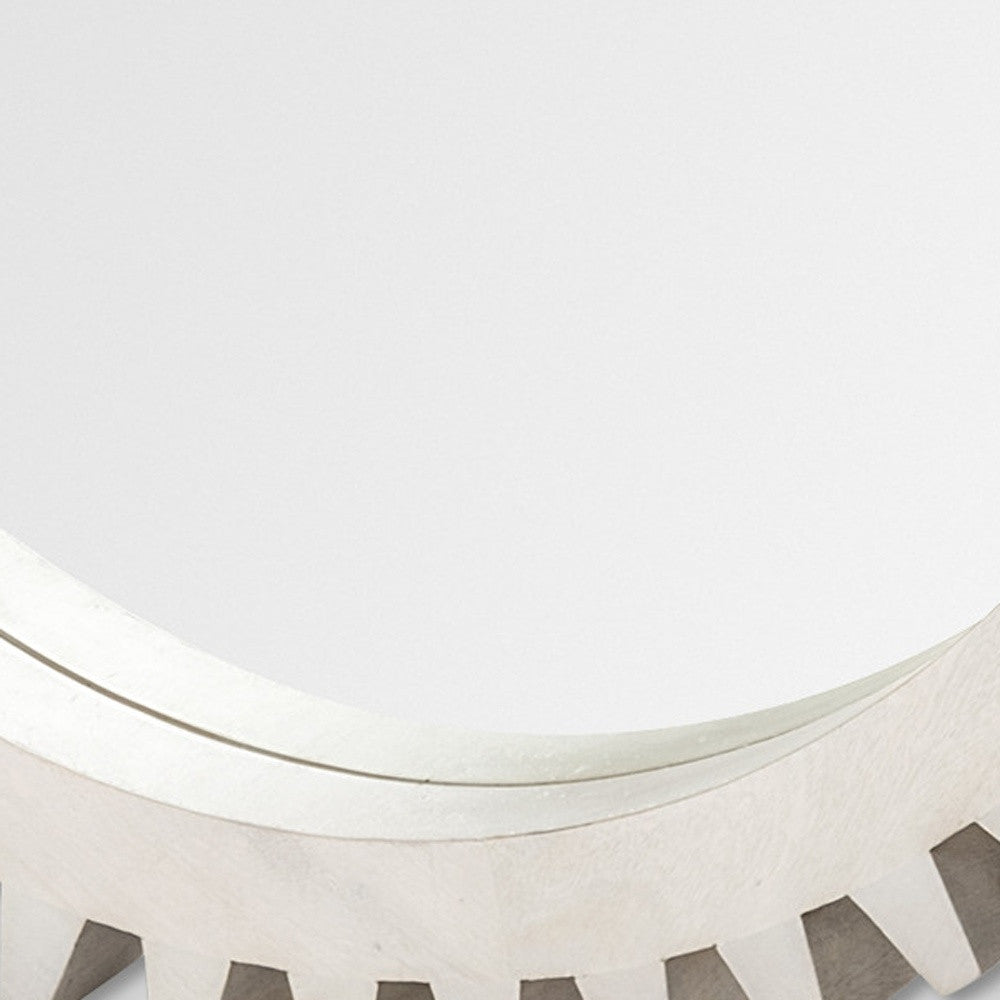 Espejo de pared redondo con marco de madera blanca de 35.5"