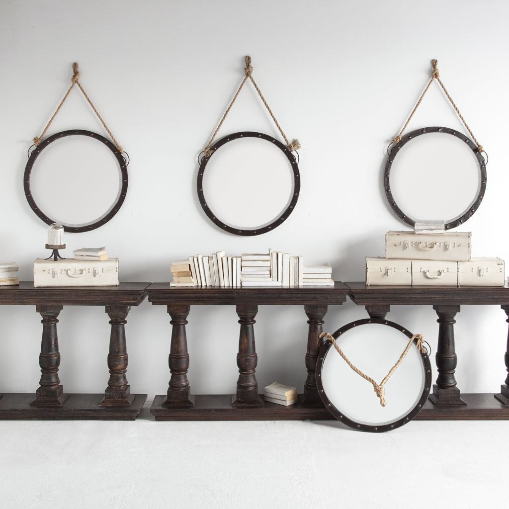 Espejo de pared con marco de metal redondo de 27"