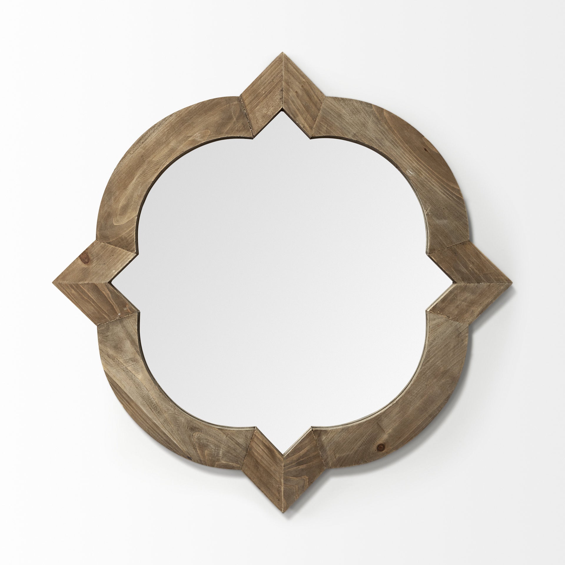 23 英寸圓方形棕色木框壁鏡