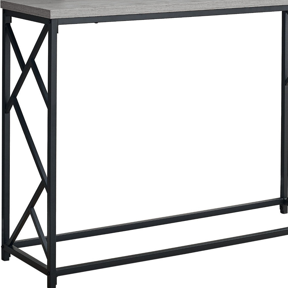 44" Rectangular Greywithblack Metal Hall Console Accent Table
