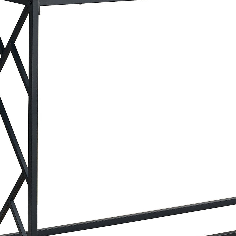 44" Rectangular Taupewithblack Metal Hall Console Accent Table