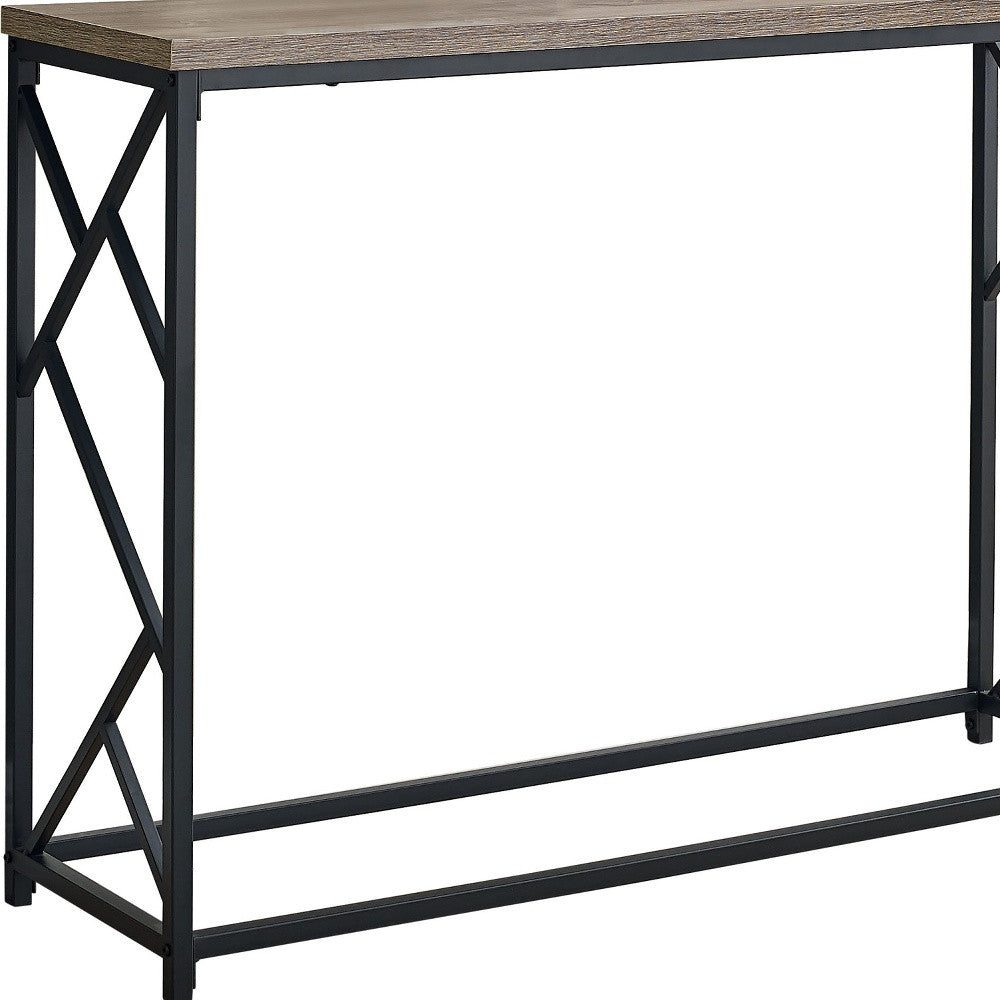44" Rectangular Taupewithblack Metal Hall Console Accent Table