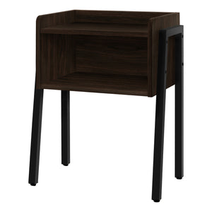Mesa decorativa estilo espresso rectangular de 23" con patas de metal negro
