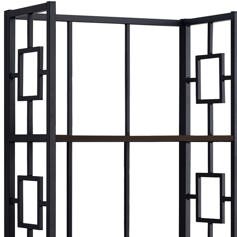 62" 4 Tier Bookcase Espressowithblack Metal Etagere