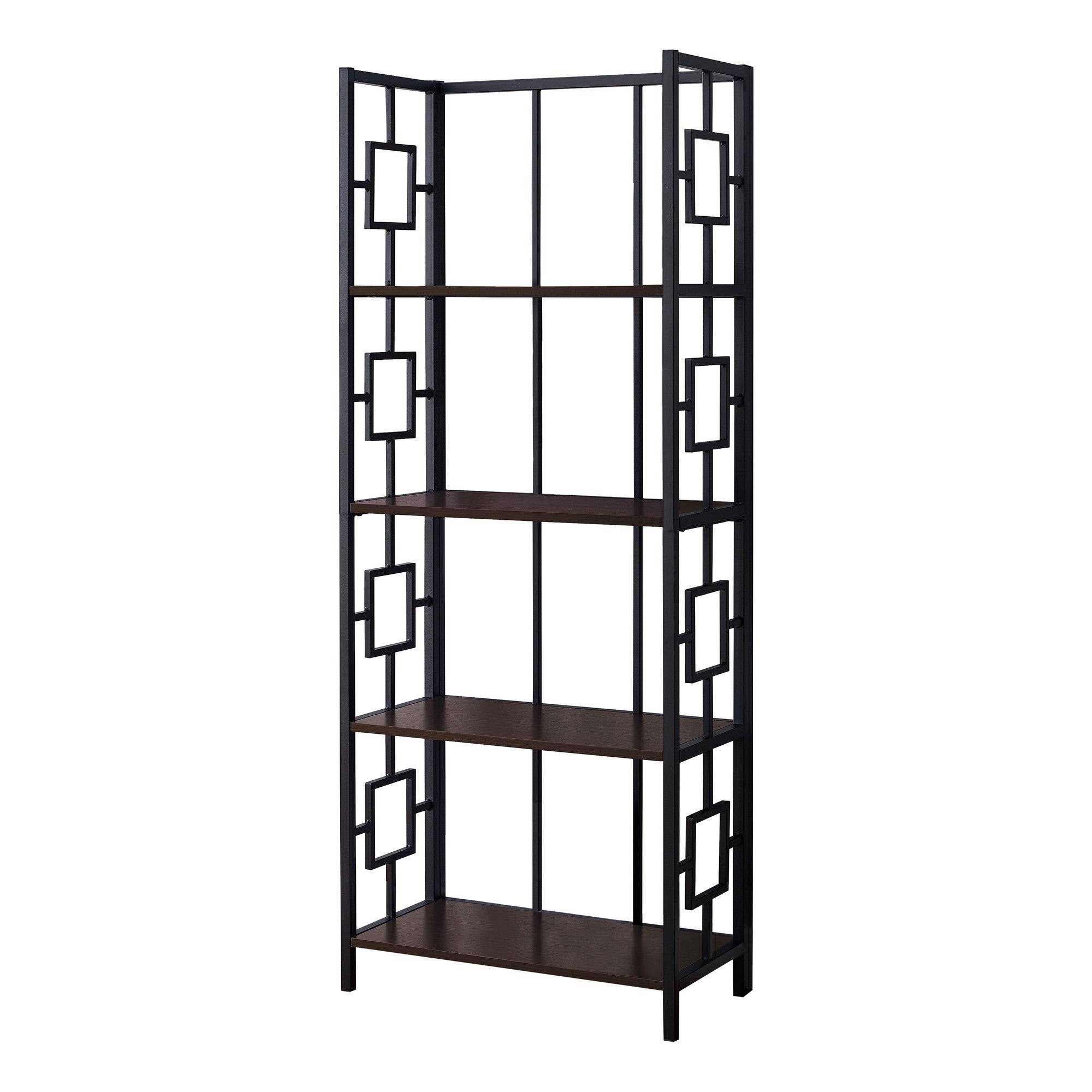 62" 4 Tier Bookcase Espressowithblack Metal Etagere