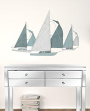 Sailboat Metal Centerpiece  In Distressed Finish