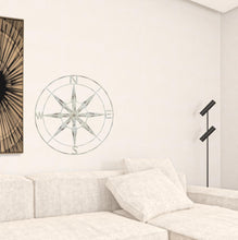 Nautical Compass Metal Wall Decor With Distressed White Finish