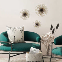 Juego de 3 arte de pared de metal negro y dorado Starburst