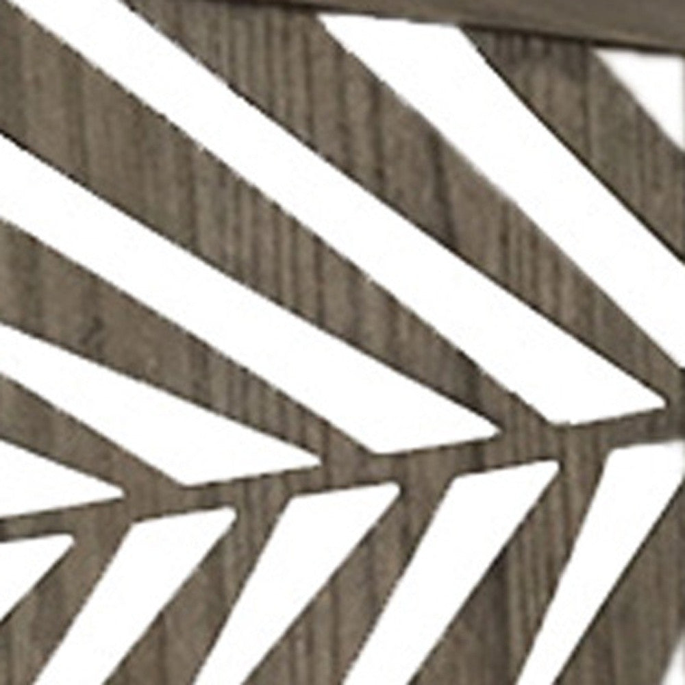 帶熱帶樹葉的 3 面板灰色房間隔斷