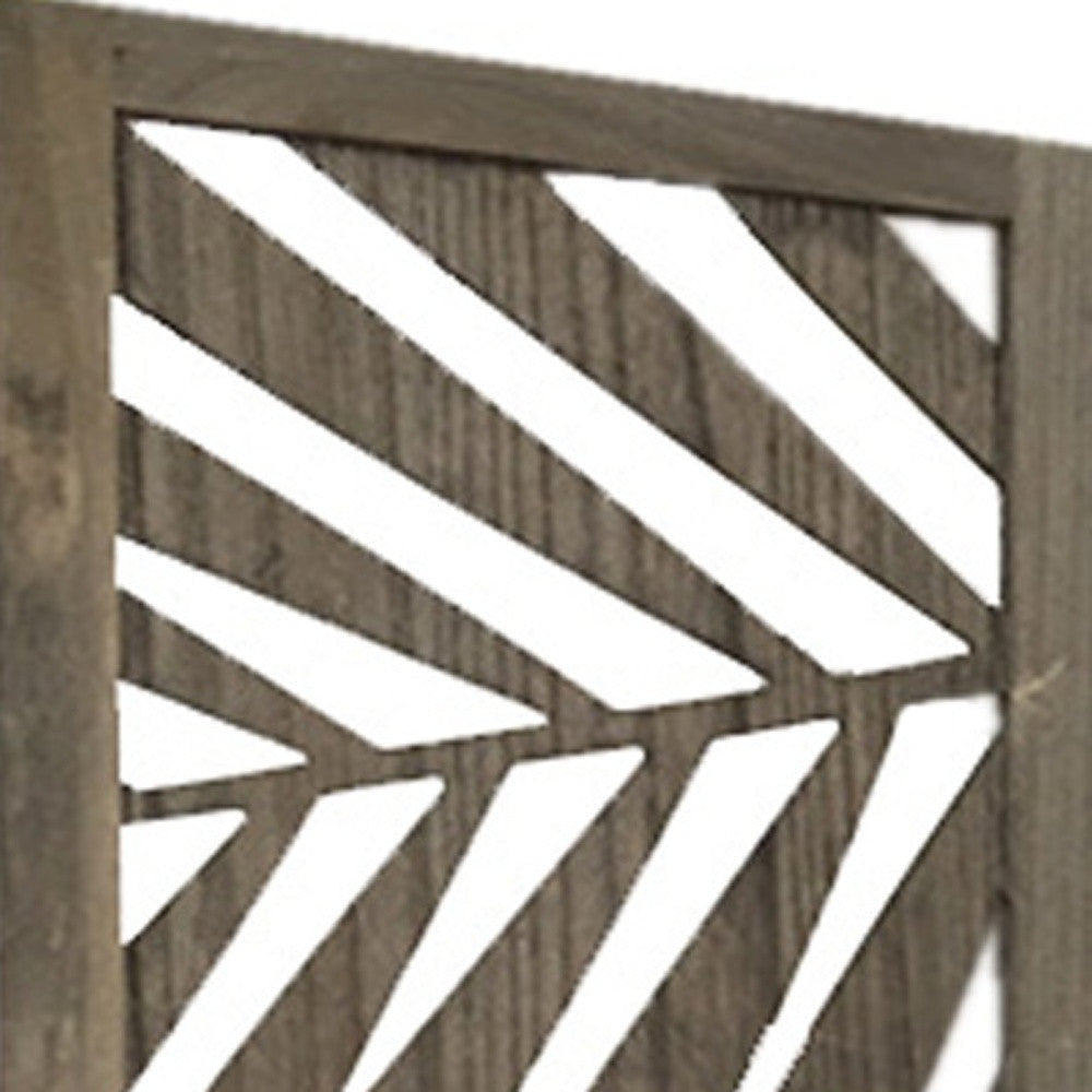 帶熱帶樹葉的 3 面板灰色房間隔斷